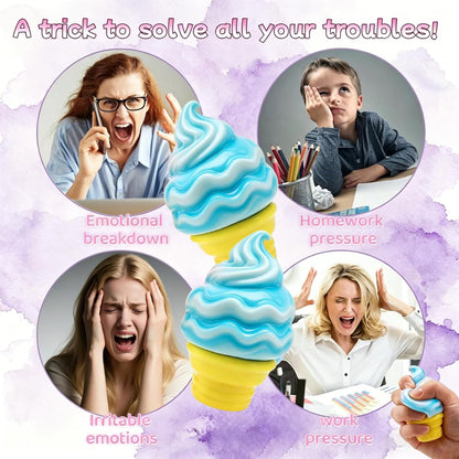 Ice Cream Squishy Toy,Summer Sensory, Easter Basket Filler, Easter Egg that can be Turned into a Skirt, Classroom Awards and Party (Yellow)