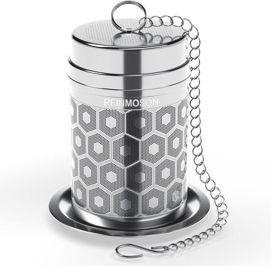 Tea Strainers for Loose Tea, Extra Fine Mesh Tea Infuser, 304 Stainless Steel & Updated Slim Threaded Lid, Loose Leaf Tea Steeper for Black Tea, Rooibos, etc