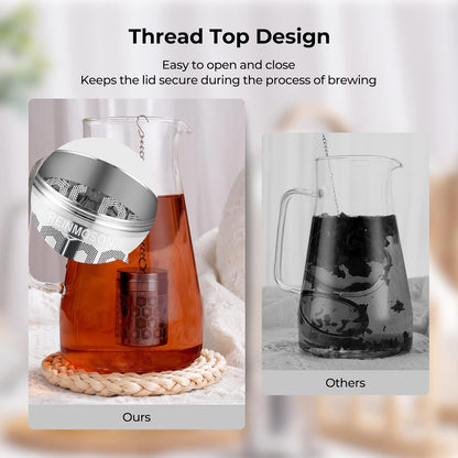 Tea Strainers for Loose Tea, Extra Fine Mesh Tea Infuser, 304 Stainless Steel & Updated Slim Threaded Lid, Loose Leaf Tea Steeper for Black Tea, Rooibos, etc