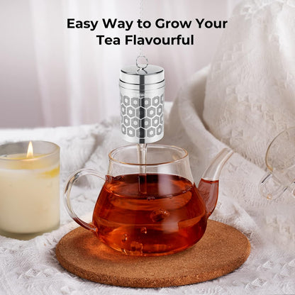 Tea Strainers for Loose Tea, Extra Fine Mesh Tea Infuser, 304 Stainless Steel & Updated Slim Threaded Lid, Loose Leaf Tea Steeper for Black Tea, Rooibos, etc