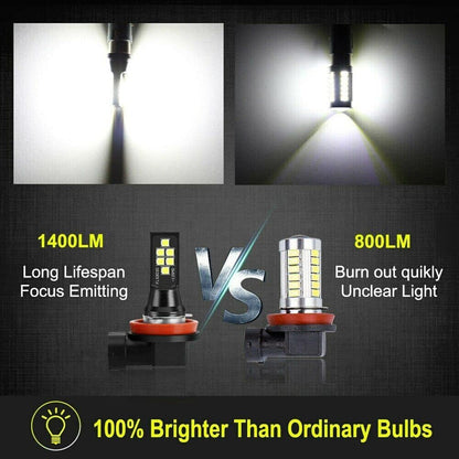 2x HB3 H10 9005 9145 LED Fog Light Bulb for Powersports Advanced 3030 SMD Bright Colorful Daytime Running DRL Lamp, Amber Yellow