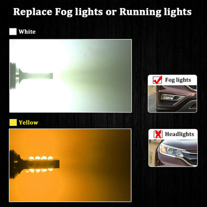 2x HB3 H10 9005 9145 LED Fog Light Bulb for Powersports Advanced 3030 SMD Bright Colorful Daytime Running DRL Lamp, Amber Yellow