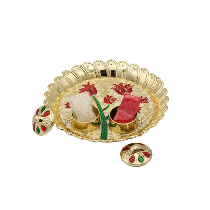 Rakhi Gift Box | Devine Rakhi Hamper with Delightfuly Cute Ganeshji Rakhi Bracelet, Roli, Chawal, Mini Thali Set, A Chocolate, And A Greeting Card (Yellow Ganeshji Gift Box)
