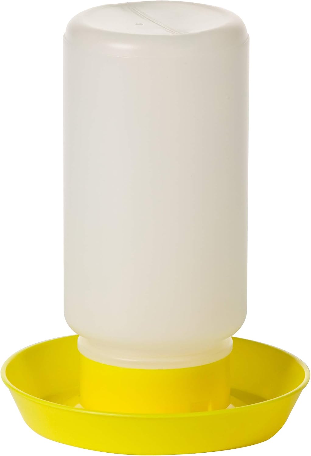 ® Screw-On Poultry Waterer Base | Heavy Duty Plastic Water Tray for Container | Chicken Waterer Screw on Base | 1 Quart (Yellow, Pack of 1)