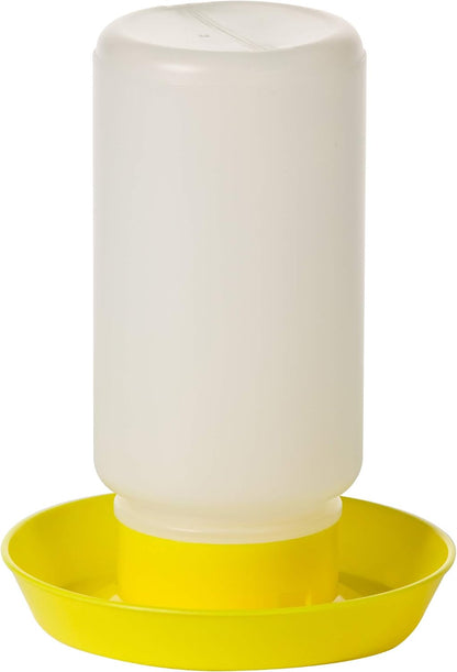 ® Screw-On Poultry Waterer Base | Heavy Duty Plastic Water Tray for Container | Chicken Waterer Screw on Base | 1 Quart (Yellow, Pack of 1)