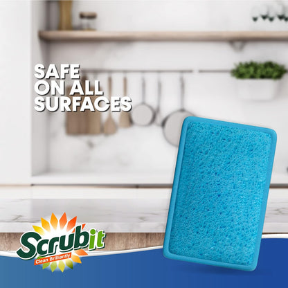 Scrub and Wipe Cleaning Pads [10 Pack] – Dual Sided Scouring Pad and Sponge - Reusable Kitchen Scrubbing Sponges for Dishes, Pots, Pans Utensils & Non-Stick Cookware (Yellow)