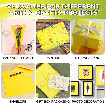 24"x1500"(125') Yellow Wrapping Paper for Birthday Wrapping, Solid Color Kraft Paper for Gift Wrapping, Birthday, Bouquet Flower Art Crafts Packing Poster Bulletin Board