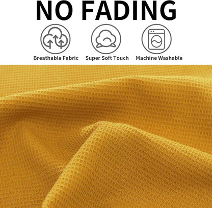 Dish Towels Set, 100% Cotton Waffle Weave Kitchen Towels 6 Pack, 17 x 25 Inches, Super Absorbent for Drying and Cleaning, Mustard Yellow
