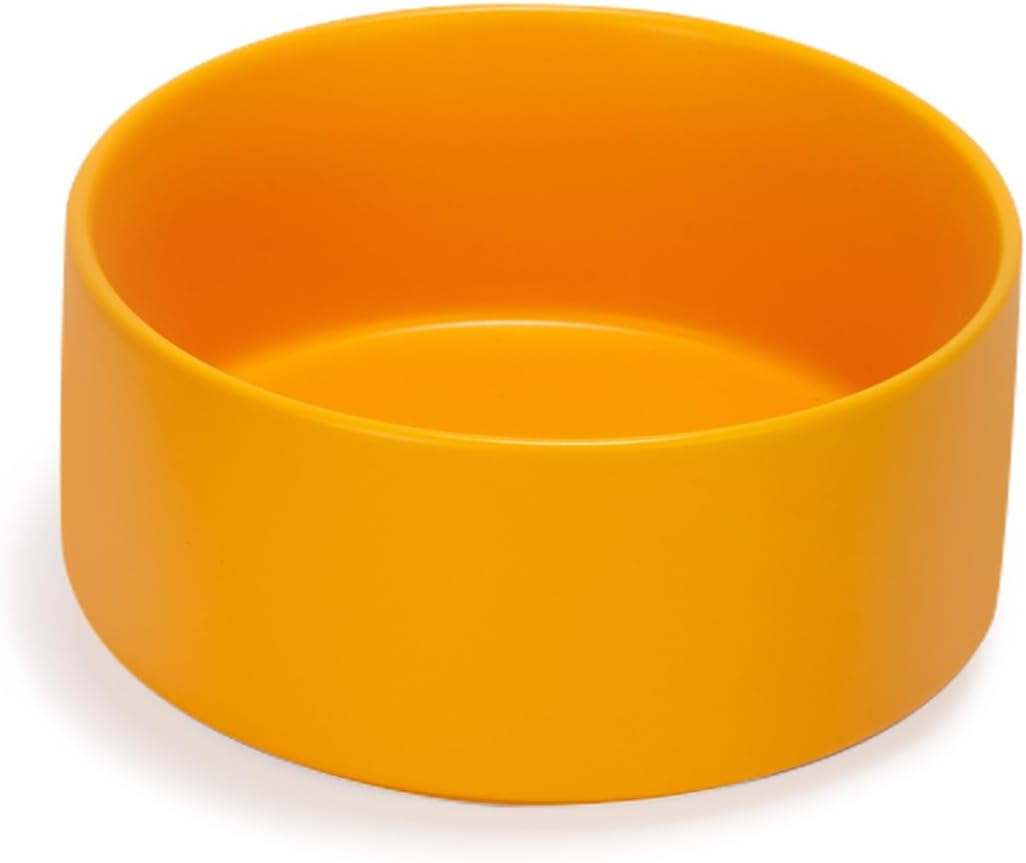 28.7OZ Ceramic Dog and Cat Bowl, Modern Cute Weighted Food Water Bowl for Replacement Yellow (1 Pack)