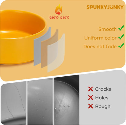 28.7OZ Ceramic Dog and Cat Bowl, Modern Cute Weighted Food Water Bowl for Replacement Yellow (1 Pack)