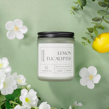 Lemon Eucalyptus Scented Candles, Aromatherapy Jar Candle, 7 oz Long Lasting Candles, Soy Wax Candle Gift for Women