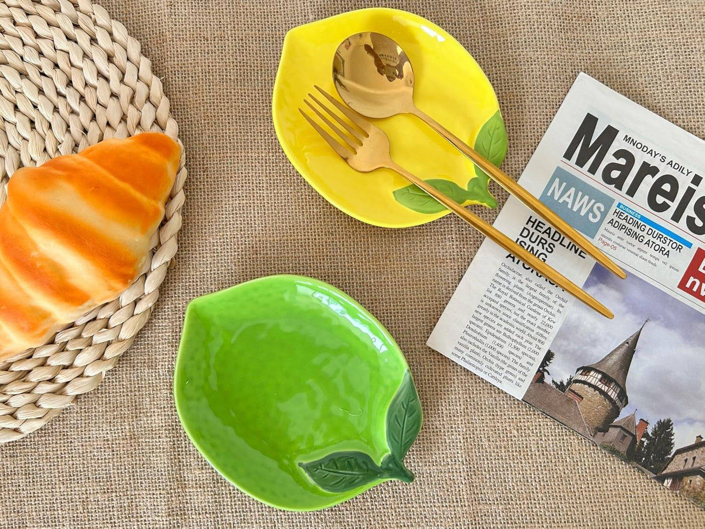 Ceramic Spoon Rest for Stove Top & Kitchen Counter Spoon Holder for Stove & Cooking Spoon Holder for Ladle Cute Coffee Spoon Rest Utensil Rest Spatula Rest, Lemon Kitchen Decor & Accessories (Yellow)
