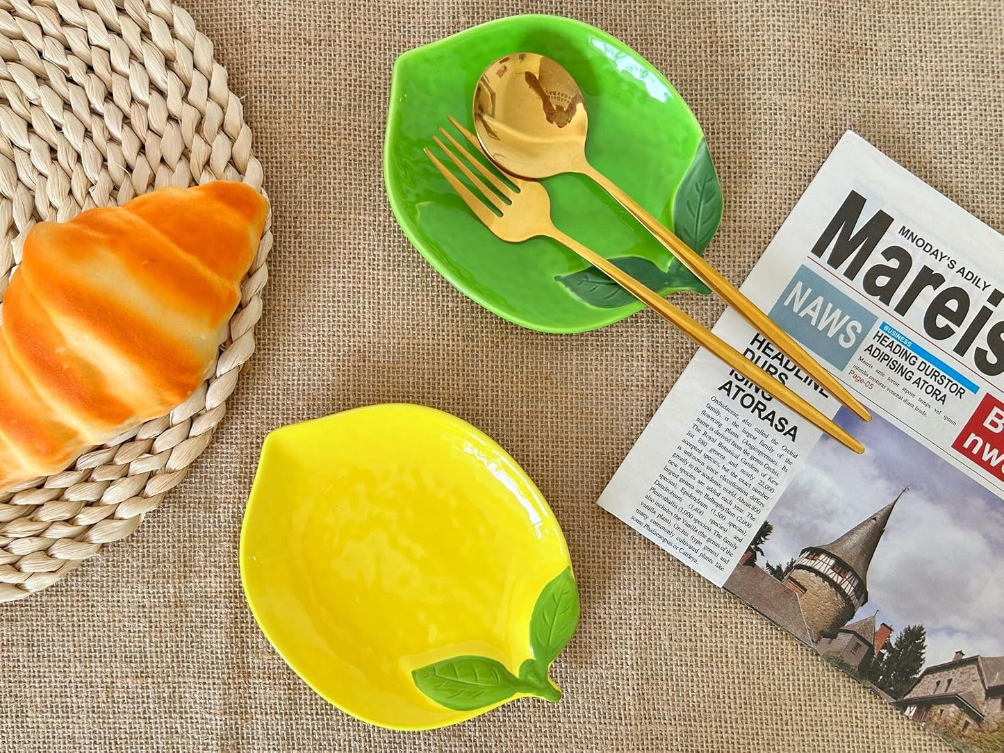 Ceramic Spoon Rest for Stove Top & Kitchen Counter Spoon Holder for Stove & Cooking Spoon Holder for Ladle Cute Coffee Spoon Rest Utensil Rest Spatula Rest, Lemon Kitchen Decor & Accessories (Yellow)