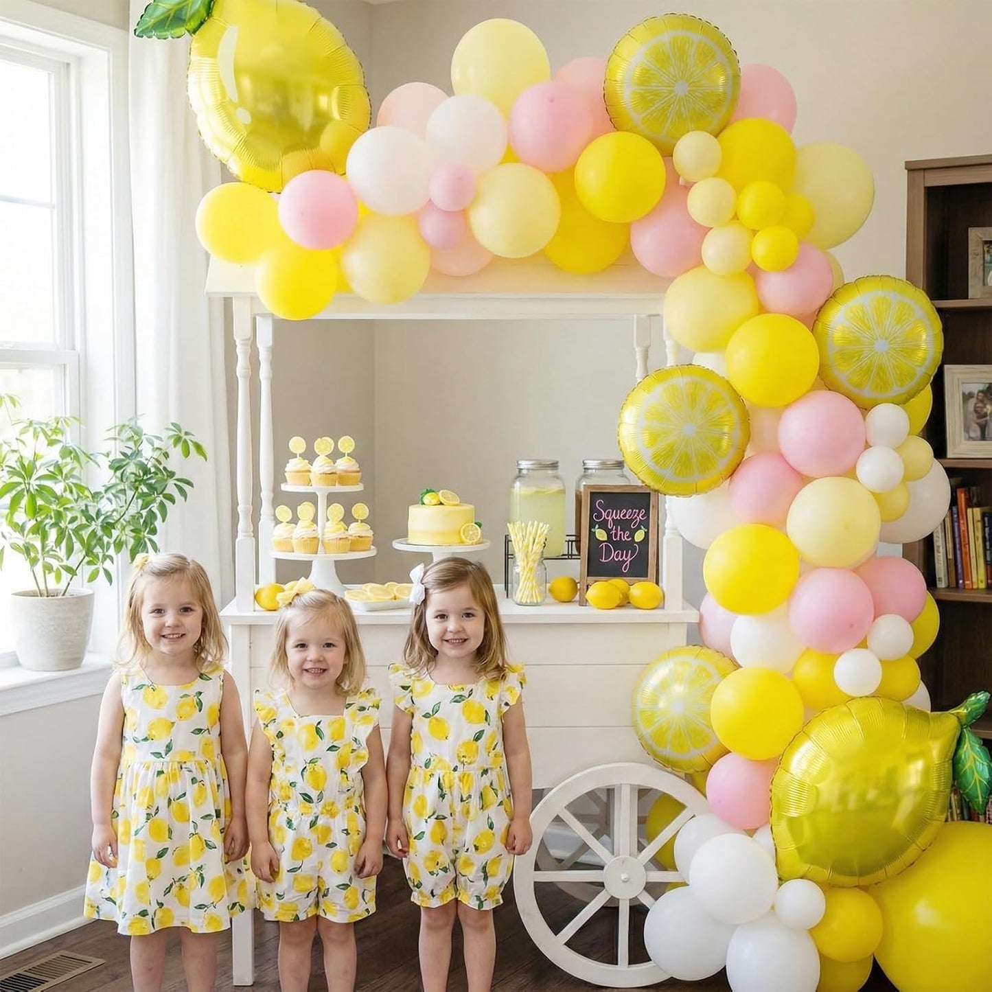 Yellow pink lemon Balloon Garland Arch kit with Sun lemon mylar Balloons for Summer birthday main squeeze Bridal Shower Sweet Baby shower Lemonade Party Decorations lemonade stand supplies