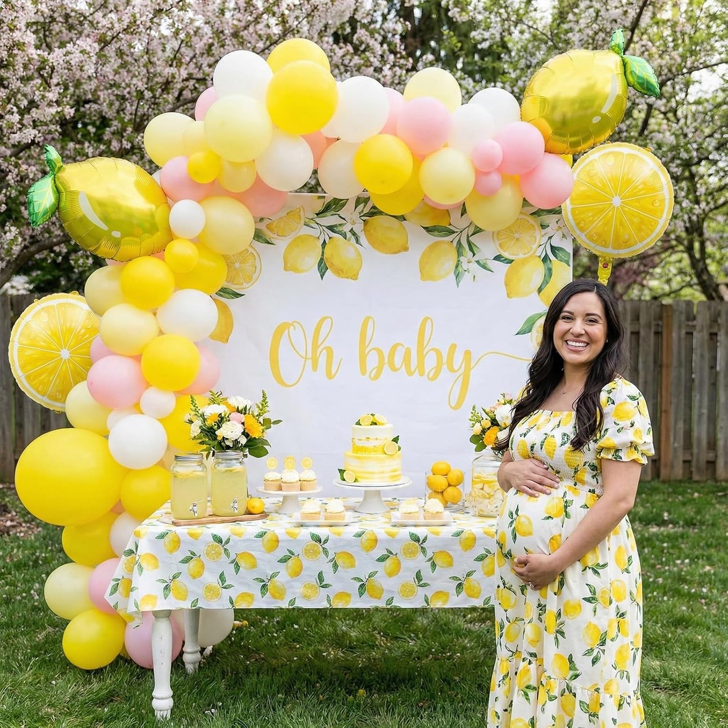 Yellow pink lemon Balloon Garland Arch kit with Sun lemon mylar Balloons for Summer birthday main squeeze Bridal Shower Sweet Baby shower Lemonade Party Decorations lemonade stand supplies