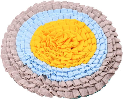 Dog Snuffle Mat Interactive Round Shape Sniff Feeding Food Mats Pet Foraging Treat Dispenser Toy Slow Feeder for Dogs Rabbits (Grey/Blue/Yellow)