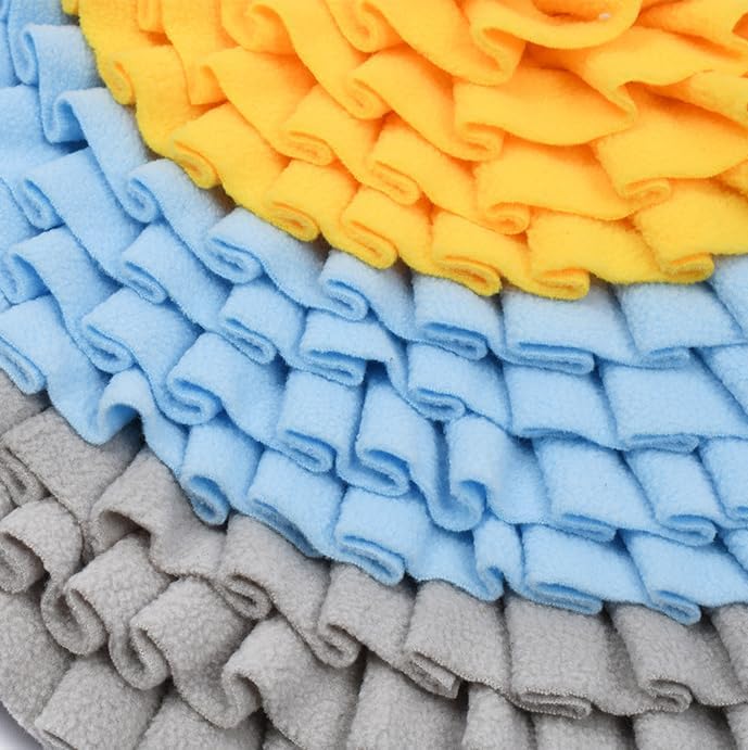Dog Snuffle Mat Interactive Round Shape Sniff Feeding Food Mats Pet Foraging Treat Dispenser Toy Slow Feeder for Dogs Rabbits (Grey/Blue/Yellow)