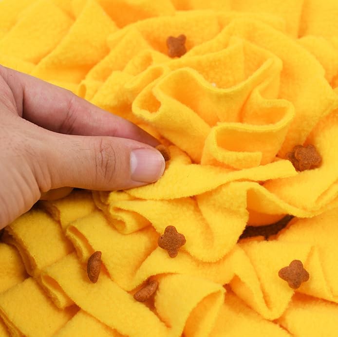 Dog Snuffle Mat Interactive Round Shape Sniff Feeding Food Mats Pet Foraging Treat Dispenser Toy Slow Feeder for Dogs Rabbits (Grey/Blue/Yellow)