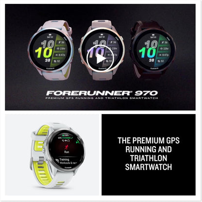 Forerunner® 970, 47mm, Titanium, Whitestone/Amp Yellow | Premium GPS Running & Triathlong Smartwatch, AMOLED Display, Built-In Flashlight, Enhanced Navigation