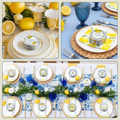 24 Pcs Capri Lemon Candles Favors Italian Lemon Scented Candle Tins with Lids Amalfi Coast Gifts for Mediterranean Wedding Bridal Baby Shower Party Favors Decorations