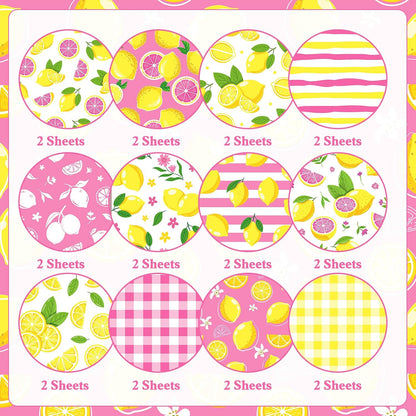24 Sheets Lemon Scrapbook Paper 12x12 Lemonade Pattern Paper Double Sided Decorative Cardstock Lemon Decorations Craft Papers for Card Making Origami Papers Scrapbook Supplies