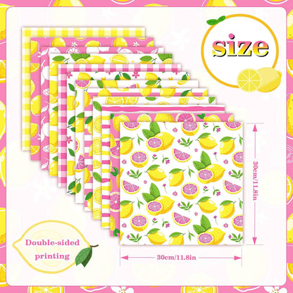 24 Sheets Lemon Scrapbook Paper 12x12 Lemonade Pattern Paper Double Sided Decorative Cardstock Lemon Decorations Craft Papers for Card Making Origami Papers Scrapbook Supplies