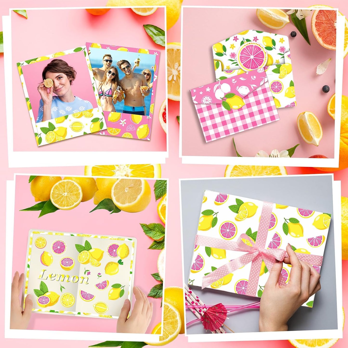 24 Sheets Lemon Scrapbook Paper 12x12 Lemonade Pattern Paper Double Sided Decorative Cardstock Lemon Decorations Craft Papers for Card Making Origami Papers Scrapbook Supplies