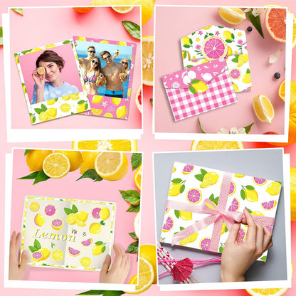 24 Sheets Lemon Scrapbook Paper 12x12 Lemonade Pattern Paper Double Sided Decorative Cardstock Lemon Decorations Craft Papers for Card Making Origami Papers Scrapbook Supplies