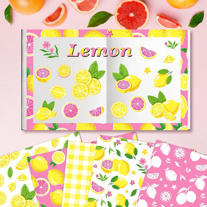 24 Sheets Lemon Scrapbook Paper 12x12 Lemonade Pattern Paper Double Sided Decorative Cardstock Lemon Decorations Craft Papers for Card Making Origami Papers Scrapbook Supplies