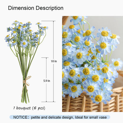 Small White Daisy Flowers Artificial,2 Bouquet/12Pcs 10 Inch Fake Daisies | Cute,Realistic,Spring Wild Flower for Party Decor (Vase Not Included)