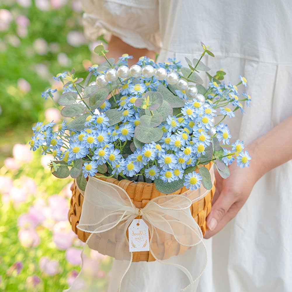Small White Daisy Flowers Artificial,2 Bouquet/12Pcs 10 Inch Fake Daisies | Cute,Realistic,Spring Wild Flower for Party Decor (Vase Not Included)