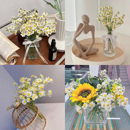 Small White Daisy Flowers Artificial,2 Bouquet/12Pcs 10 Inch Fake Daisies | Cute,Realistic,Spring Wild Flower for Party Decor (Vase Not Included)