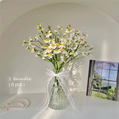 Small White Daisy Flowers Artificial,2 Bouquet/12Pcs 10 Inch Fake Daisies | Cute,Realistic,Spring Wild Flower for Party Decor (Vase Not Included)