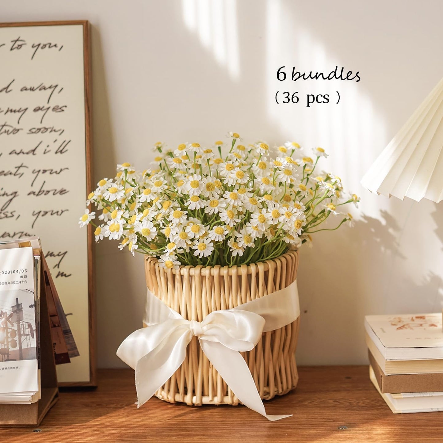 Small White Daisy Flowers Artificial,2 Bouquet/12Pcs 10 Inch Fake Daisies | Cute,Realistic,Spring Wild Flower for Party Decor (Vase Not Included)