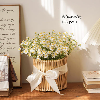 Small White Daisy Flowers Artificial,2 Bouquet/12Pcs 10 Inch Fake Daisies | Cute,Realistic,Spring Wild Flower for Party Decor (Vase Not Included)