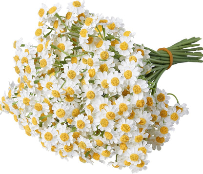 Small White Daisy Flowers Artificial,2 Bouquet/12Pcs 10 Inch Fake Daisies | Cute,Realistic,Spring Wild Flower for Party Decor (Vase Not Included)