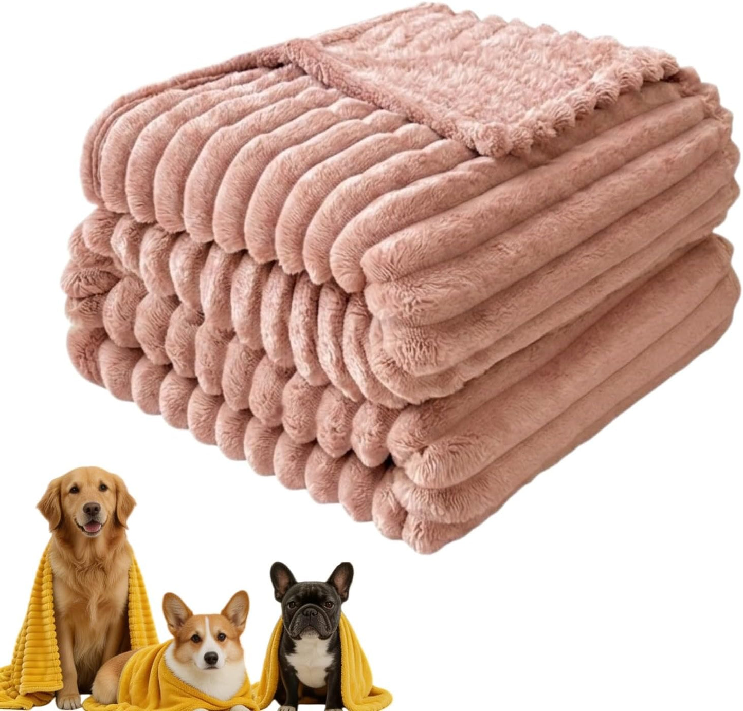 Emotional Support Blanket Yellow for Dogs - Calming Dog Blanket for Anxiety Relief - Soft Plush Pet Throw for Thunders & Travel - Machine Washable Security Blanket (27.56 * 39.37",Pink)