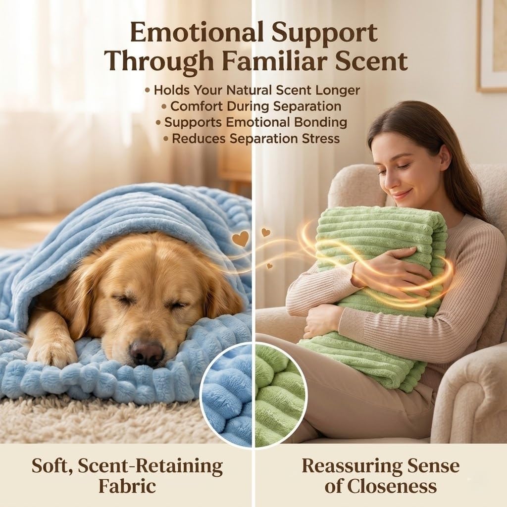 Emotional Support Blanket Yellow for Dogs - Calming Dog Blanket for Anxiety Relief - Soft Plush Pet Throw for Thunders & Travel - Machine Washable Security Blanket (27.56 * 39.37",Pink)