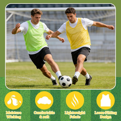 Soccer Pinnies Scrimmage Vests – Set of Lightweight Mesh Pennies Practice Jerseys for Youth & Adult Teams,Training