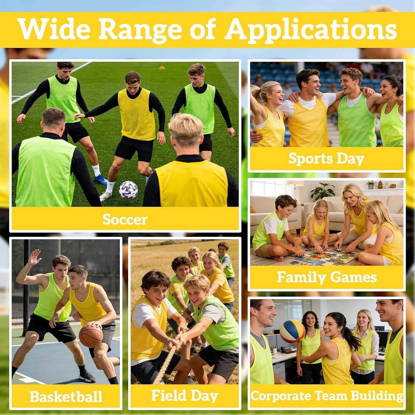 Soccer Pinnies Scrimmage Vests – Set of Lightweight Mesh Pennies Practice Jerseys for Youth & Adult Teams,Training