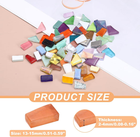 Irregular Glass Mosaic Tiles, 500g/1.1LB Irregular Stained Glass Sheets Broken Mosaic Pieces Tiles Supplies Kit Bulk for DIY Art Craft Making Home Decor, Red Yellow Orange Series