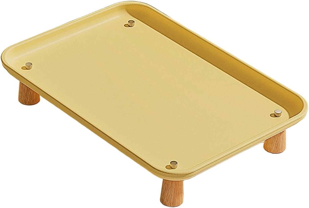 Elevated Pet Feeder Stand for Automatic Feeders and Water Dispensers, Wood and Metal, 16.93 x 12.01 in, Yellow