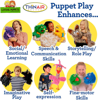 Living Puppets - Sassy the 14-Inch Yellow Friendly Monster, Plush Hand Puppet for Boys and Girls