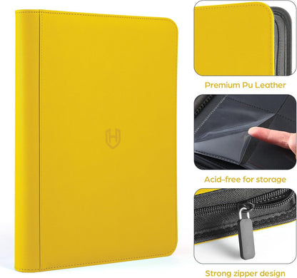 Card Binder 9 Pocket with Zipper, 648 Pockets Trading Card Holder Book, Premium PU Cover Zip Folder Binder, Side Loading Carrying Case Binder Album for TCG, MTG, Sports Cards, Game Cards