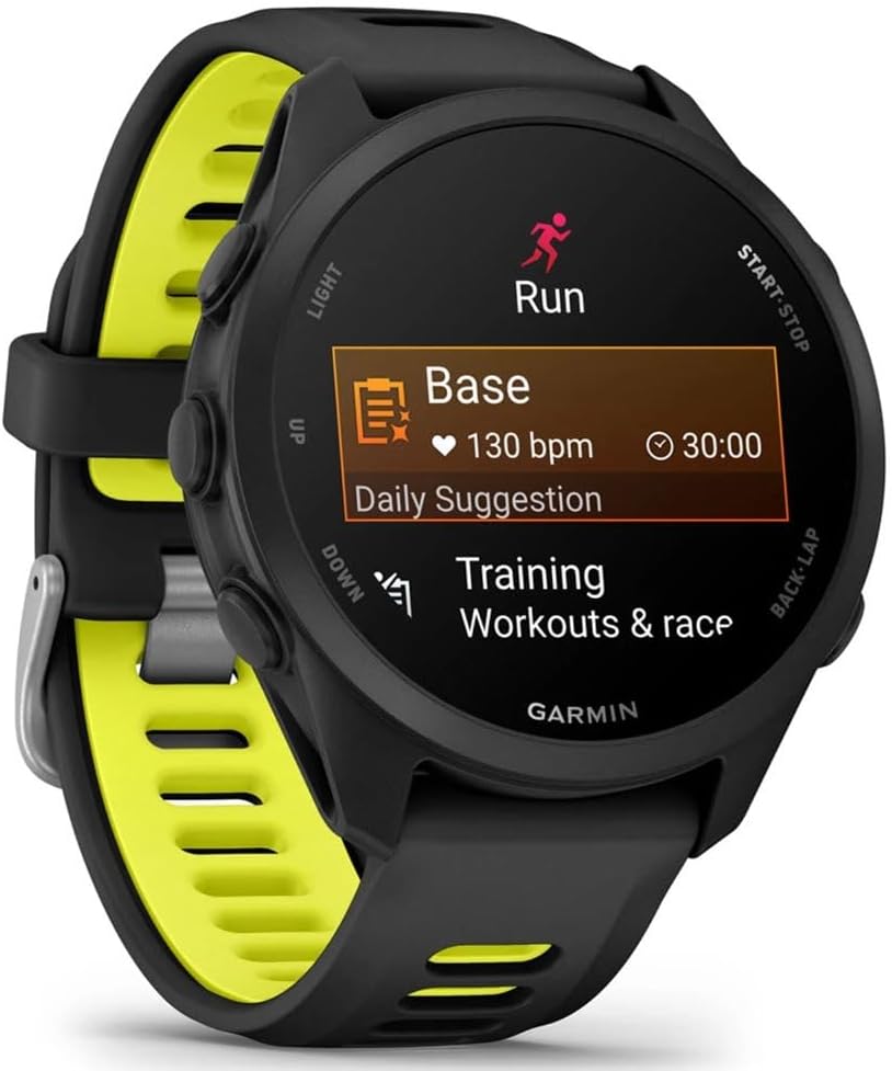 Forerunner 170 Music, 1.2" AMOLED GPS Running Watch, On-Watch Music, 10-Day Battery, Black/Amp Yellow, 010-03920-10 w/Deco Essentials Charging Dock, 2-Pack Screen Protector & 3-Pack Dust Cover