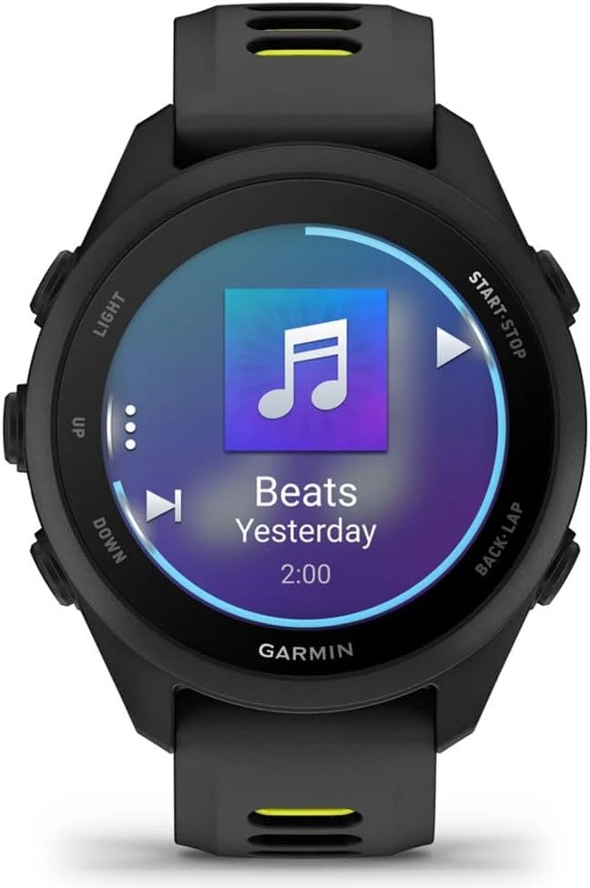 Forerunner 170 Music, 1.2" AMOLED GPS Running Watch, On-Watch Music, 10-Day Battery, Black/Amp Yellow, 010-03920-10 w/Deco Essentials Charging Dock, 2-Pack Screen Protector & 3-Pack Dust Cover