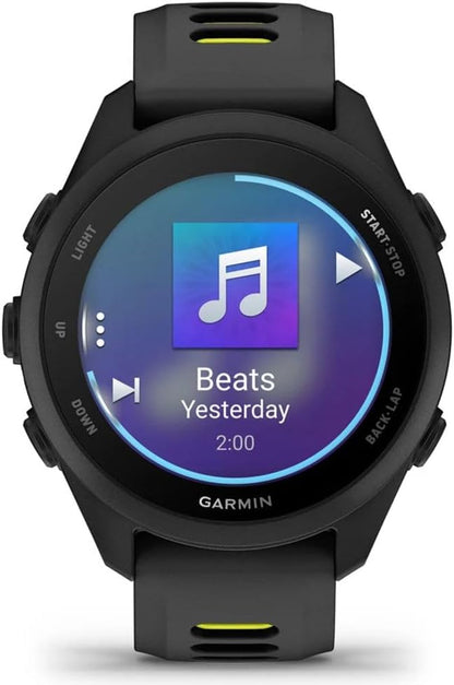 Forerunner 170 Music, 1.2" AMOLED GPS Running Watch, On-Watch Music, 10-Day Battery, Black/Amp Yellow, 010-03920-10 w/Deco Essentials Charging Dock, 2-Pack Screen Protector & 3-Pack Dust Cover
