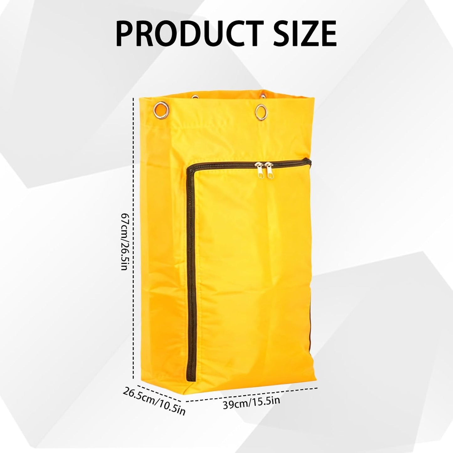 3 Pcs Replacement Janitorial Cleaning Cart Bag with Front Zippered 26.5 x 15.5 x 10.5 Inch 24 Gallon Large Yellow Capacity Cleaning Bags for Commercial Housekeeping Carts
