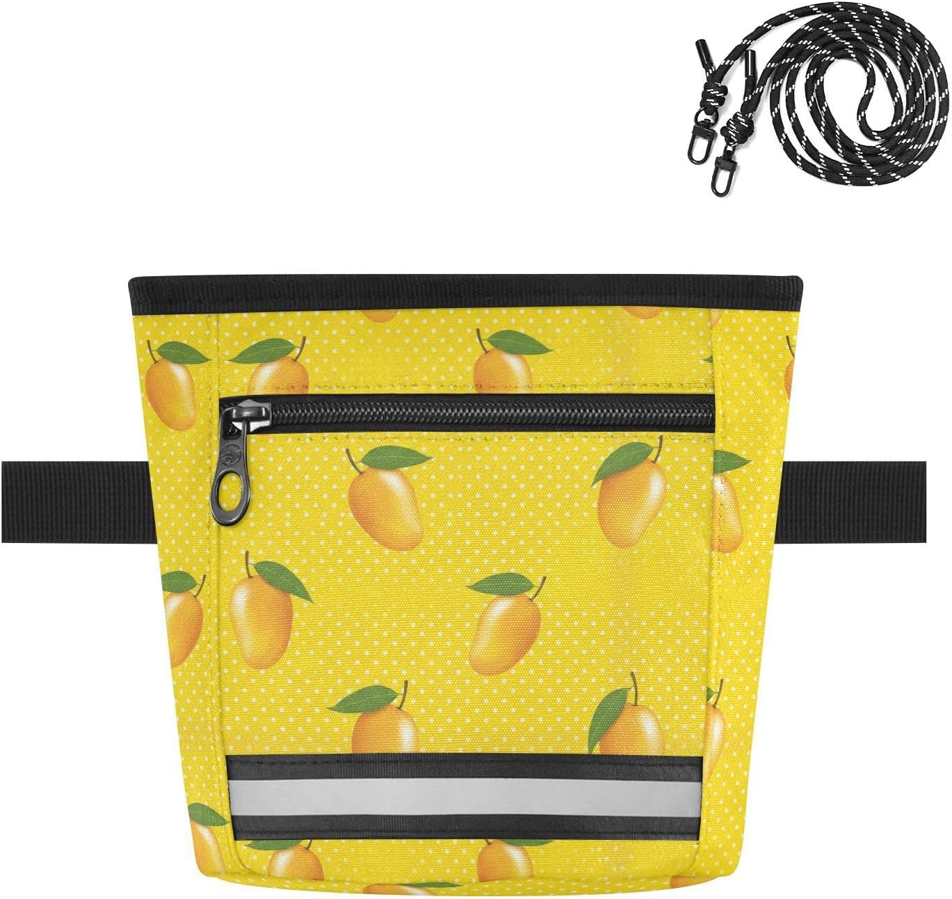 Fruit Mango Yellow Dog Treat Pouch for Pet Training Puppy Treat Bag | with Magnetic Closure, Water-Resistant, 1.7L Capacity, Hands-Free, Adjustable Shoulder Straps, for Night Walks