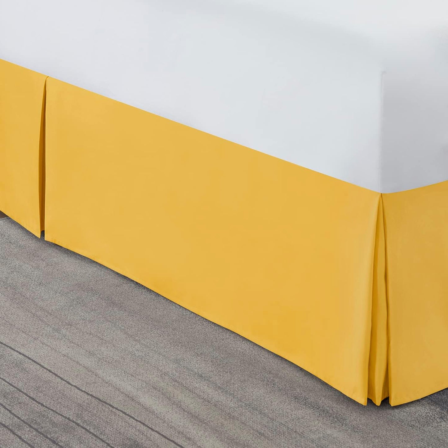 Yellow Bed Skirt Cal King Size - Cal King Bed Skirt 14 Inch Drop - Brushed Microfiber Bed Skirts - Hotel Quality Pleated Bed Skirt - Shrinkage & Fade Resistant